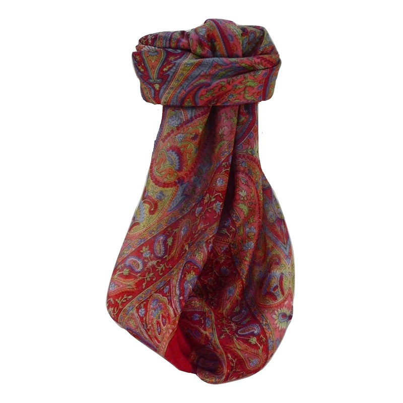 Mulberry Silk Traditional Square Scarf Keshar Scarlet by Pashmina & Silk | Fruugo SG