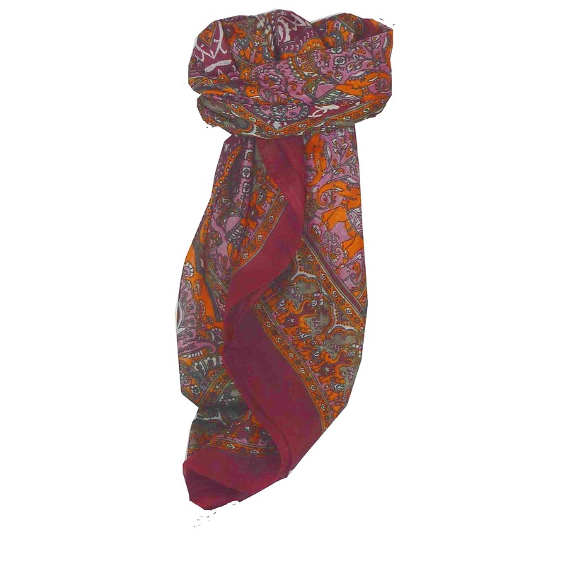 Mulberry Silk Traditional Square Scarf Ravali Wine & Terracotta by Pashmina & Silk | Fruugo SG