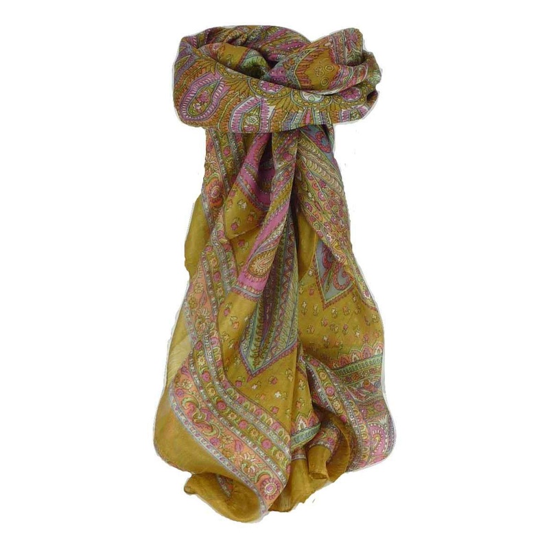 Mulberry Silk Traditional Square Scarf Zilli Gold by Pashmina & Silk | Fruugo SG