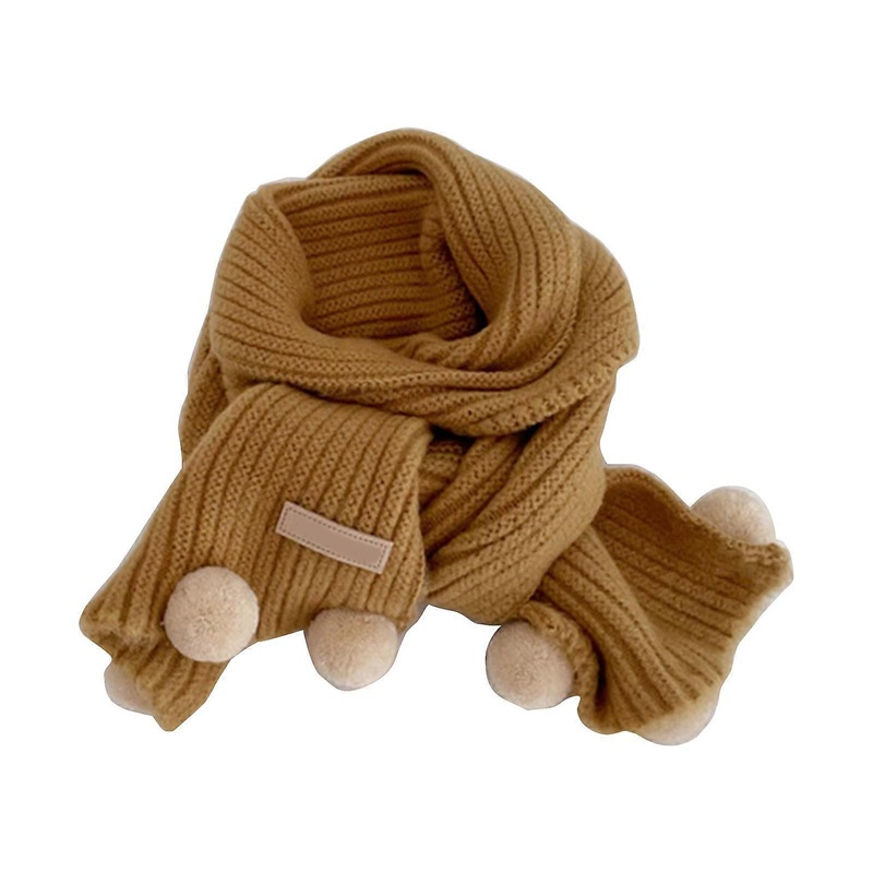 Soft Children’s Scarf Korean Designed Neck Scarf with Pom Pom Accents Decor, Windproof Long Crossed Muffler Neckwear  khaki | Fruugo SG