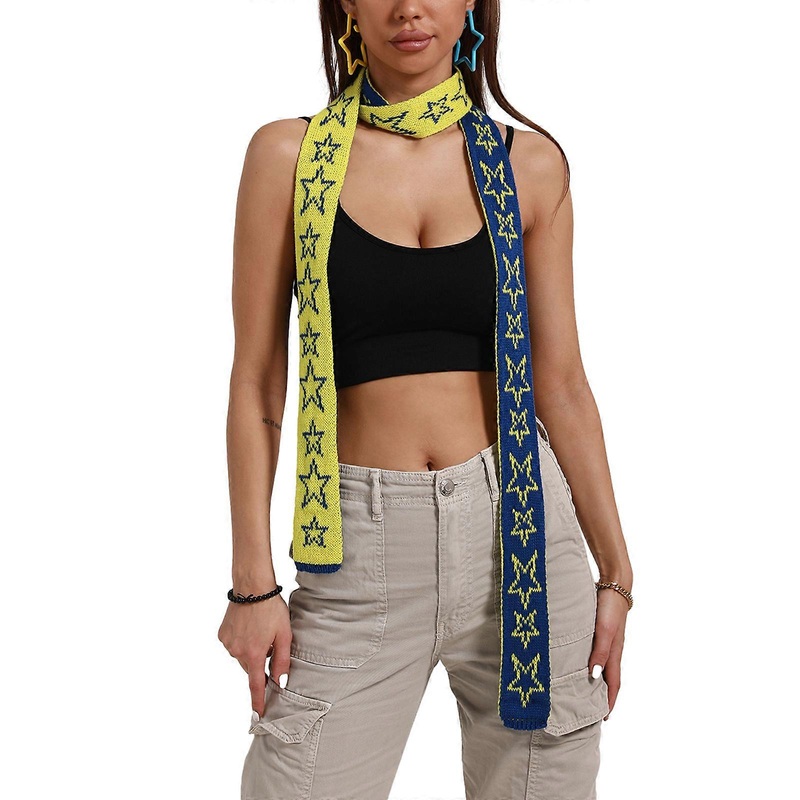 Subculture Long Scarf for Adult Unisex Star Scarf Neck Wrap Warm Neckerchief Outdoor Shopping Scarf Y2K Girl Neck Warmer  Blue and yellow grou | Fruugo SG