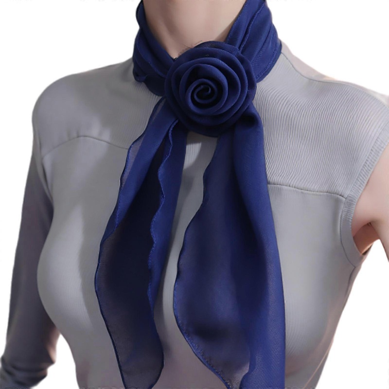Triangle Neck Scarf for Women HandTied Silk Scarf French Style Neckwear for Women Party Dress Necktie Fashion Rose Scarf  Royal Blue | Fruugo SG