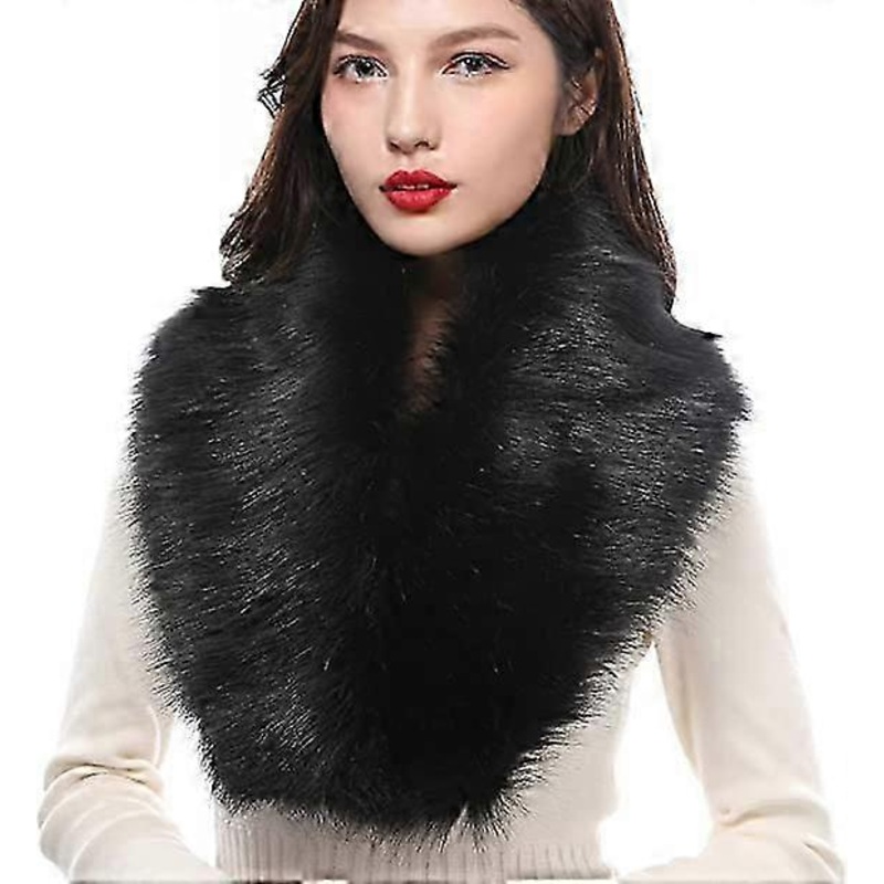 Women’s warm fur scarf with faux fur collar, suitable for cold winter | Fruugo SG