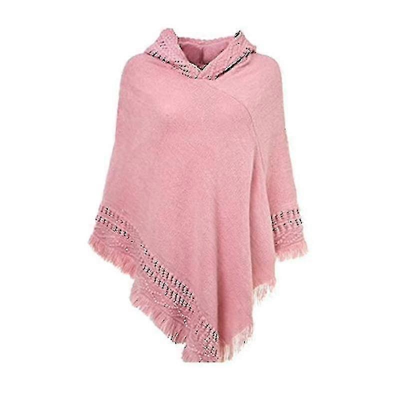 Women Winter Knitted Hooded Poncho Cape Solid Color Crochet Fringed Tassel Shawl Wrap Oversized Pullover Cloak Sweater | Fruugo SG