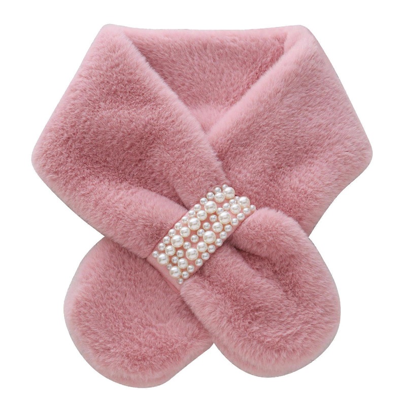 Autumn Winter Plush Outdoor Keep Warm Scarf Solid Color Women Scarf Teens Girls Plush Pearl Buckle Neck Warm Scarves  Pink | Fruugo SG