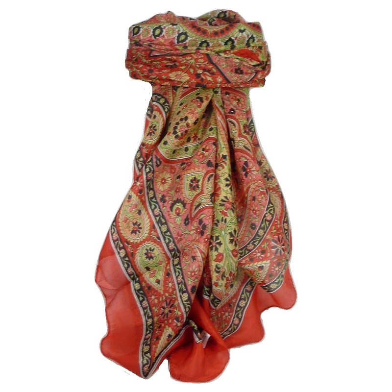 Classic Paisley Square Scarf Mulberry Silk Balay Scarlet by Pashmina & Silk | Fruugo SG