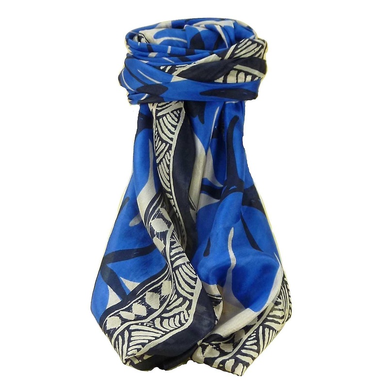 Mulberry Silk Contemporary Square Scarf Damodar Blue by Pashmina & Silk | Fruugo SG