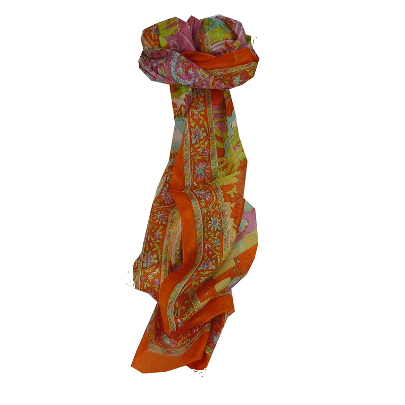 Mulberry Silk Traditional Long Scarf Bahan Tangerine by Pashmina & Silk | Fruugo SG