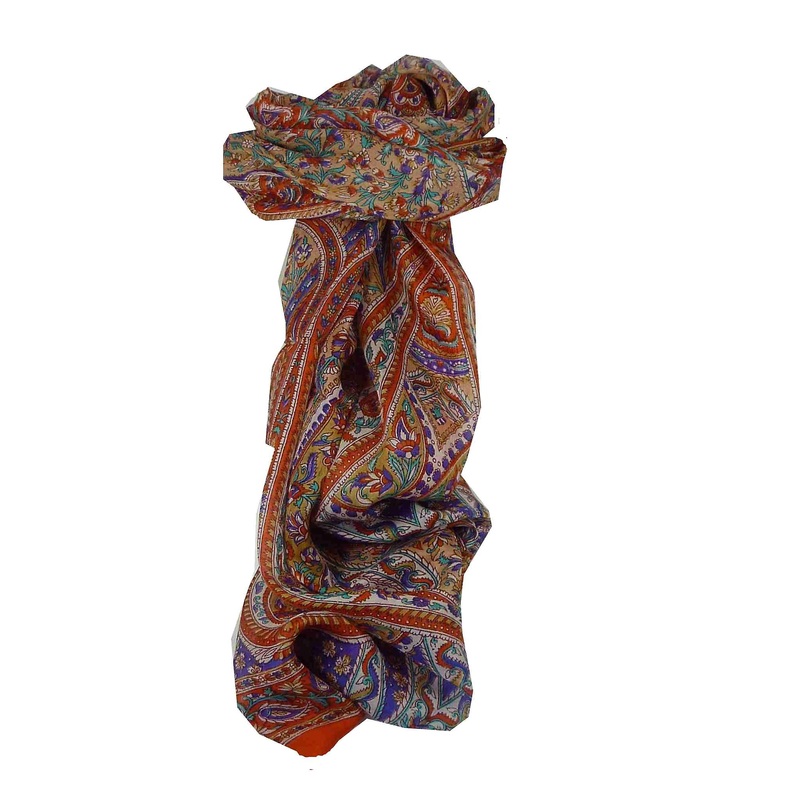 Mulberry Silk Traditional Long Scarf Celisa Tangerine by Pashmina & Silk | Fruugo SG