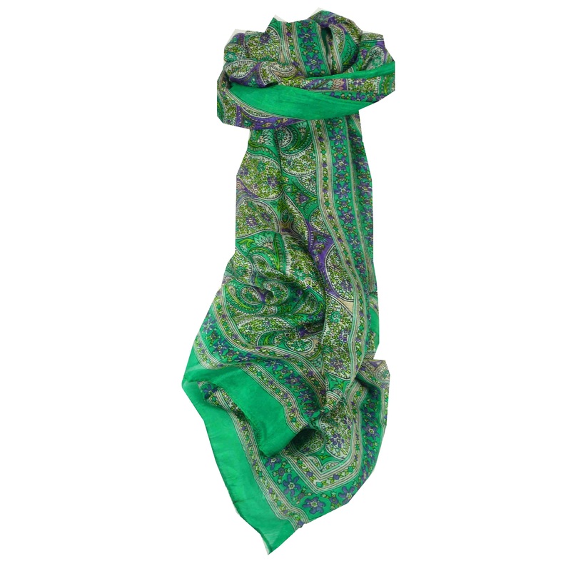 Mulberry Silk Traditional Long Scarf Chaya Teal by Pashmina & Silk | Fruugo SG