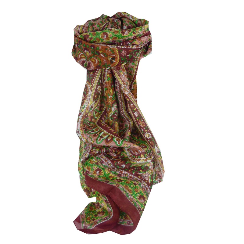 Mulberry Silk Traditional Long Scarf Esha Red by Pashmina & Silk | Fruugo SG