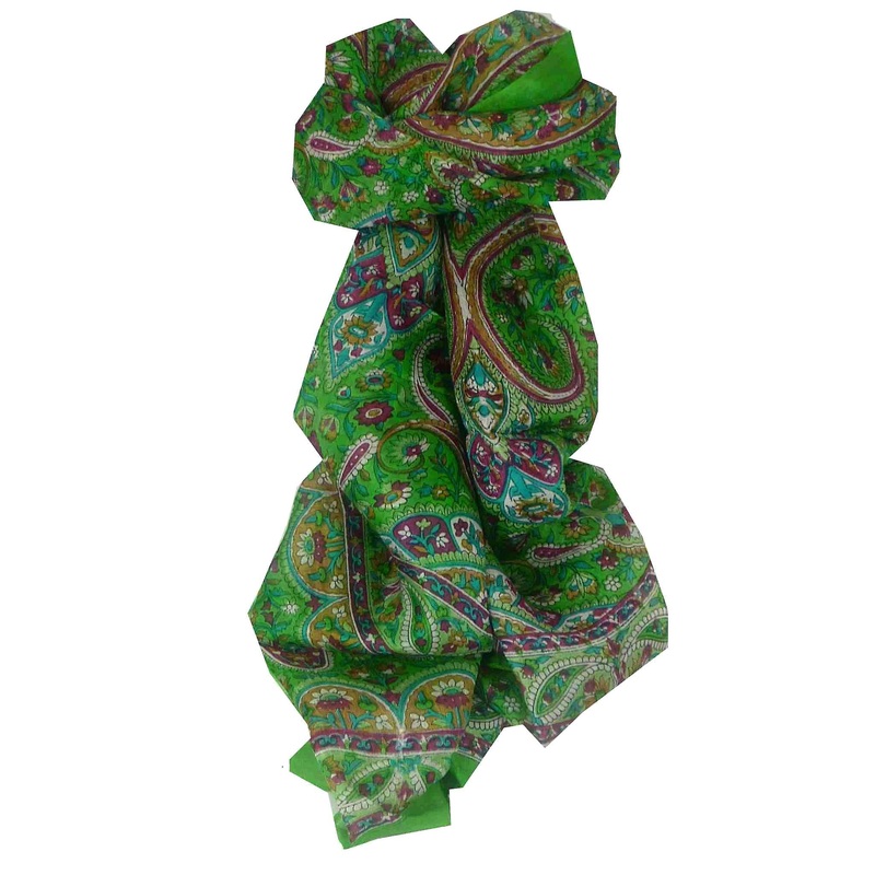 Mulberry Silk Traditional Long Scarf Palai Green by Pashmina & Silk | Fruugo SG