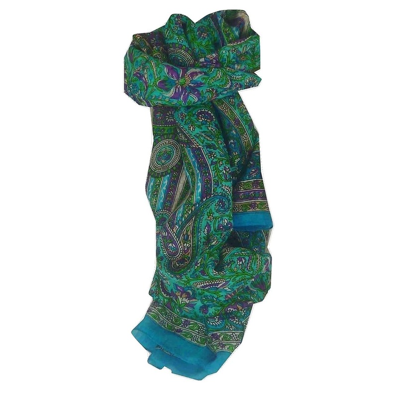 Mulberry Silk Traditional Long Scarf Puri Sky by Pashmina & Silk | Fruugo SG