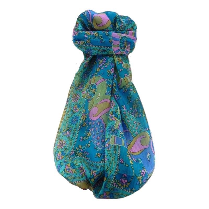 Mulberry Silk Traditional Long Scarf  Pyar Aqua by Pashmina & Silk | Fruugo SG