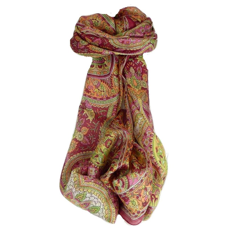 Mulberry Silk Traditional Long Scarf Rajeet Rose by Pashmina & Silk | Fruugo SG