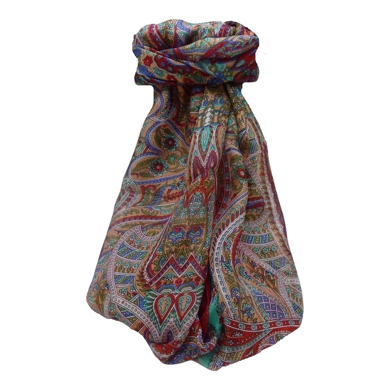 Mulberry Silk Traditional Long Scarf Ramash Scarlet by Pashmina & Silk | Fruugo SG
