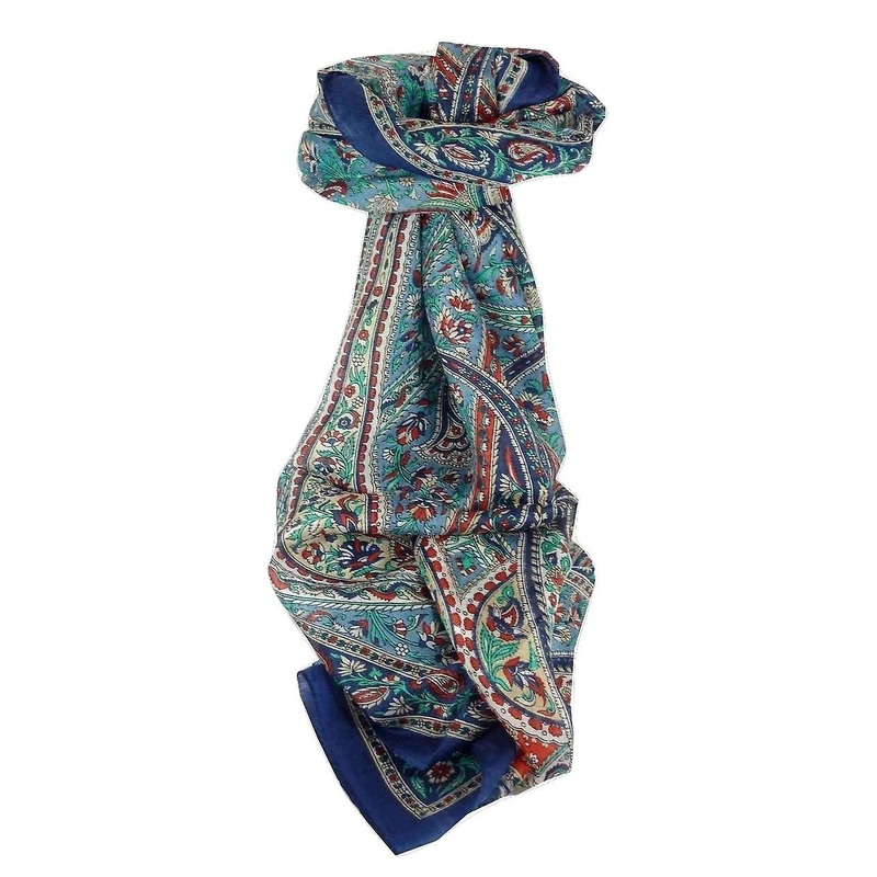 Mulberry Silk Traditional Long Scarf Riya Blue by Pashmina & Silk | Fruugo SG