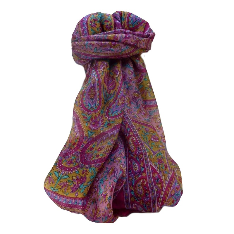 Mulberry Silk Traditional Long Scarf  Shivaji Pink by Pashmina & Silk | Fruugo SG