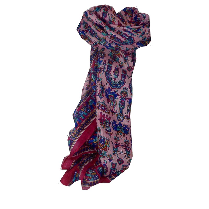 Mulberry Silk Traditional Long Scarf Tezpur Pink by Pashmina & Silk | Fruugo SG