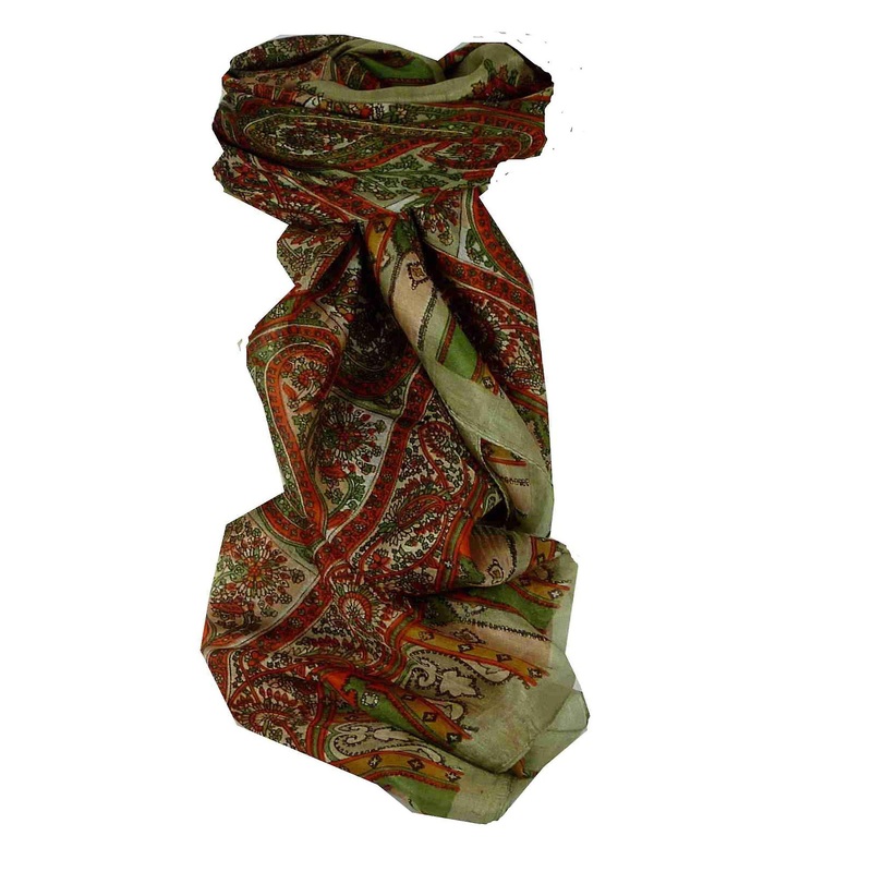 Mulberry Silk Traditional Square Scarf Aimee Grey & Green by Pashmina & Silk | Fruugo SG