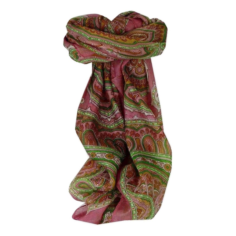 Mulberry Silk Traditional Square Scarf Jaya Pink by Pashmina & Silk | Fruugo SG