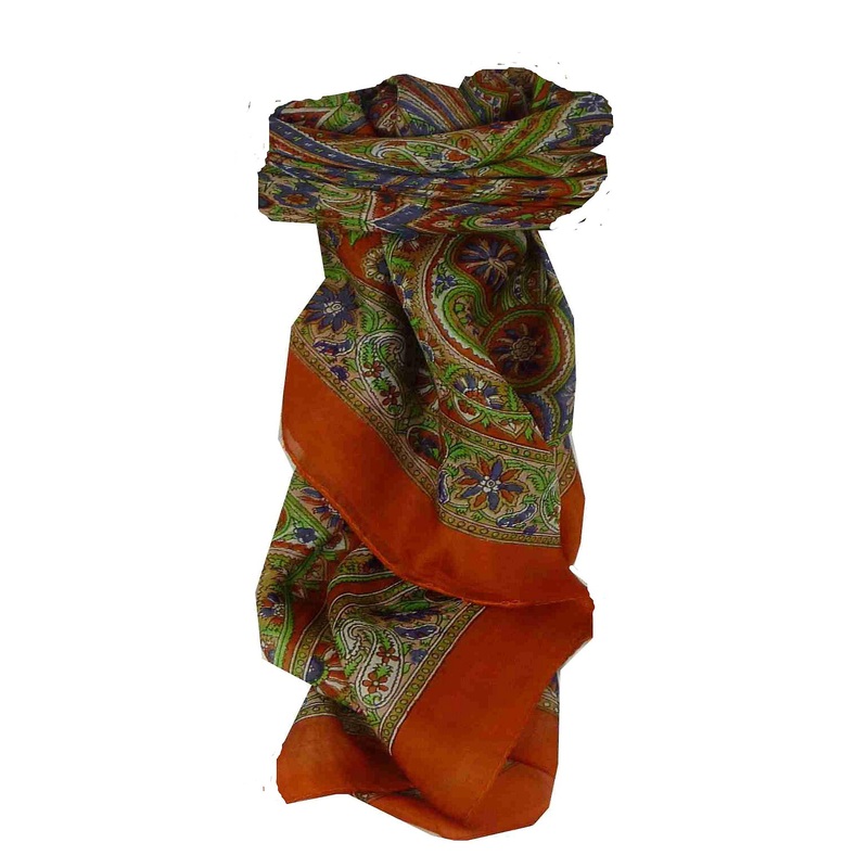 Mulberry Silk Traditional Square Scarf Juhu Orange by Pashmina & Silk | Fruugo SG