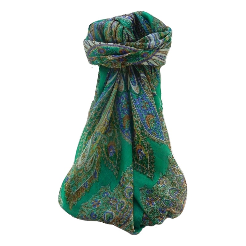 Mulberry Silk Traditional Square Scarf Kajol Emerald by Pashmina & Silk | Fruugo SG