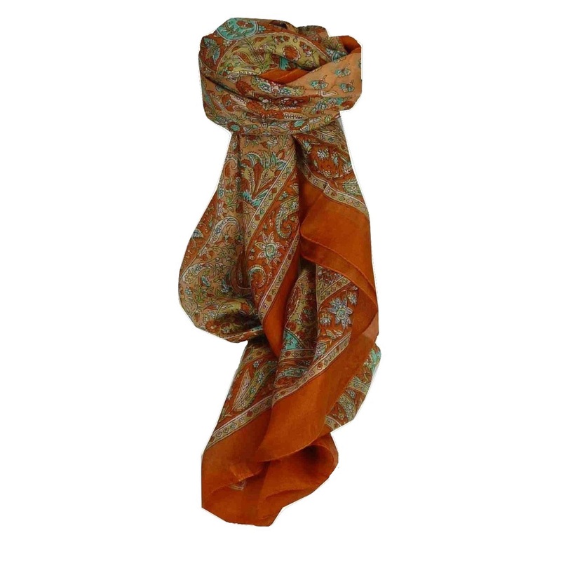 Mulberry Silk Traditional Square Scarf Kiara Terracotta by Pashmina & Silk | Fruugo SG