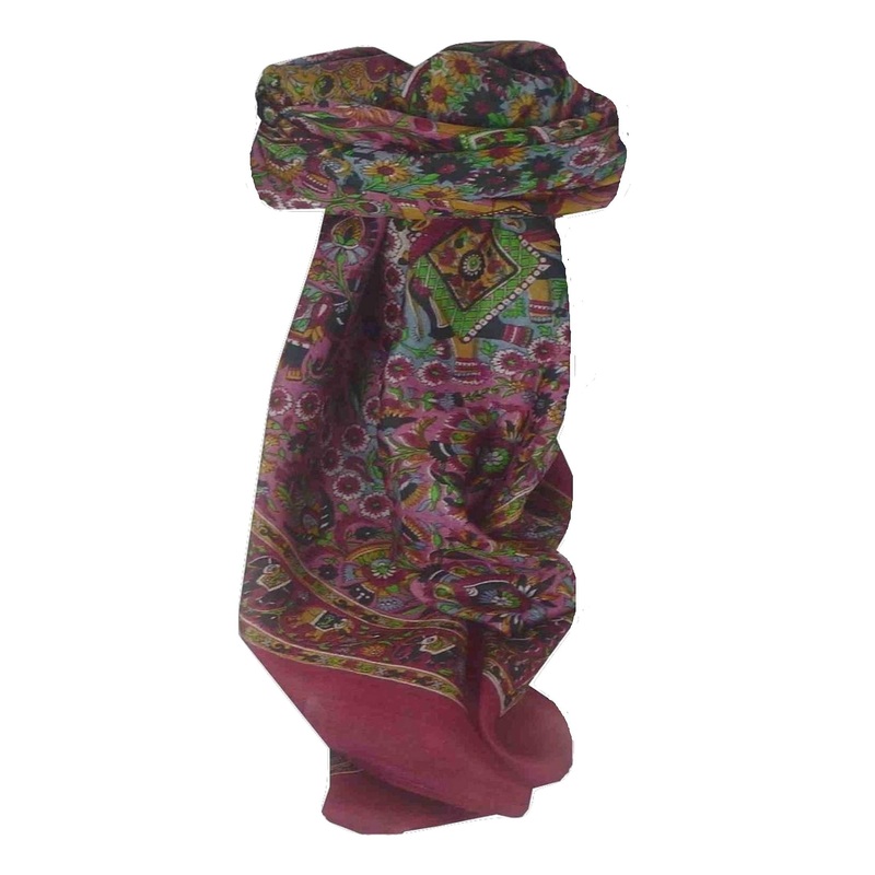 Mulberry Silk Traditional Square Scarf Lucknow Pink by Pashmina & Silk | Fruugo SG