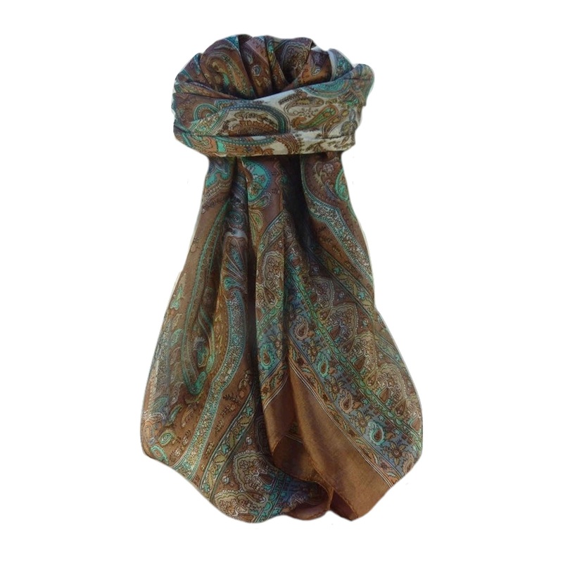 Mulberry Silk Traditional Square Scarf Noor Chestnut by Pashmina & Silk | Fruugo SG