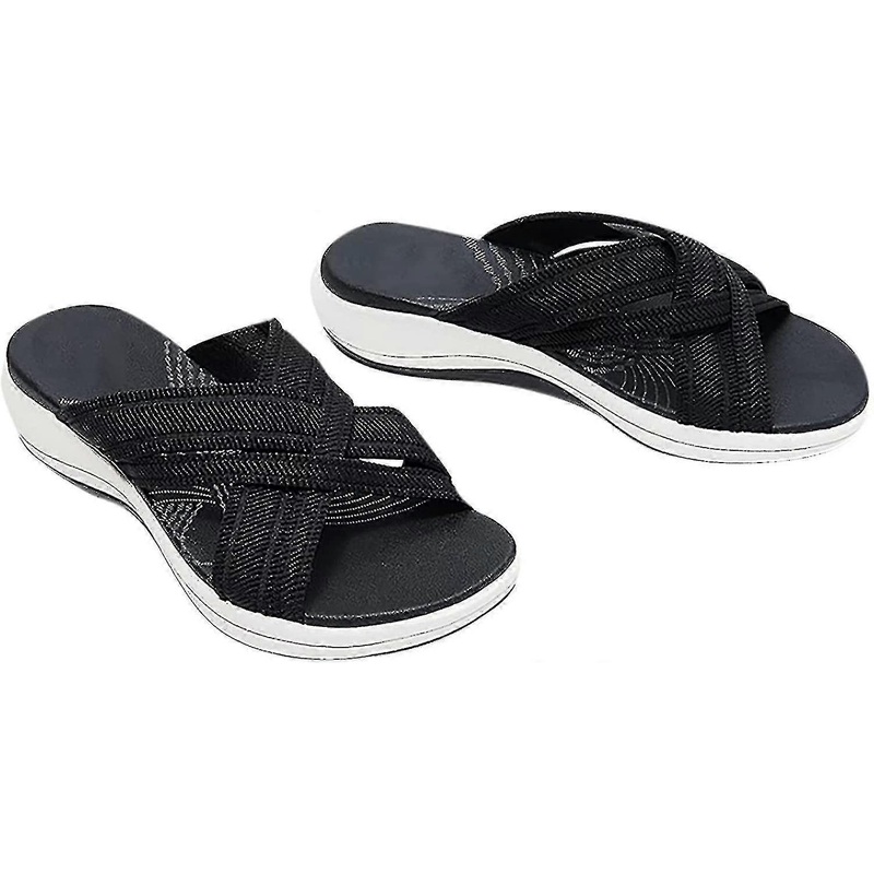 Product Up-gradation-stretch Cross Orthotic Slide Sandals Woman Sandals Summer Slippers (black) | Fruugo SG