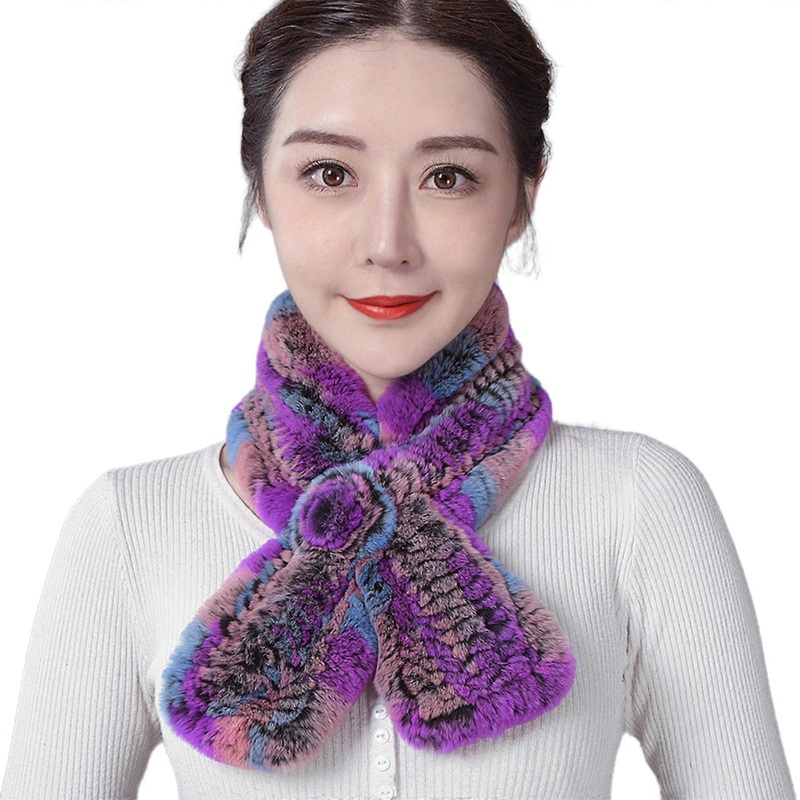 Rex Rabbit Furs Neck Scarf for Party Dress Accessories Decorative Shawl Female Winter Warm Neckwear Double Sided Scarves  Colorful rose | Fruugo SG