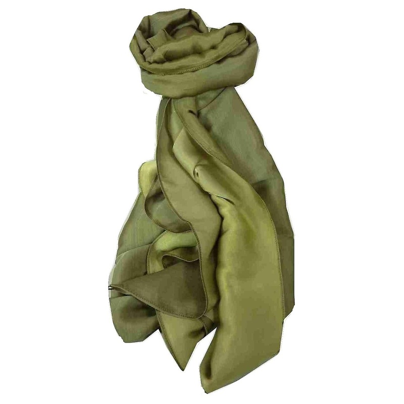 Vietnamese Cham-Pa Reversible Long Silk Scarf Celery by Pashmina & Silk | Fruugo SG