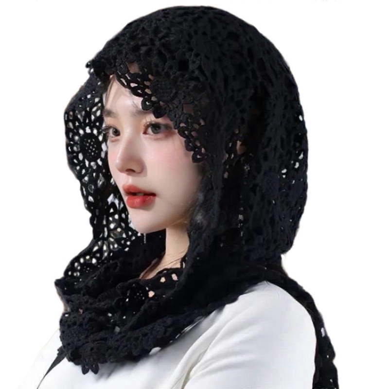 Wedding Pray Scarf Mantilla Hood Floral Shawl Lace Trim for Ladies Mother Wedding Party Headwear Mantilla  Black | Fruugo SG