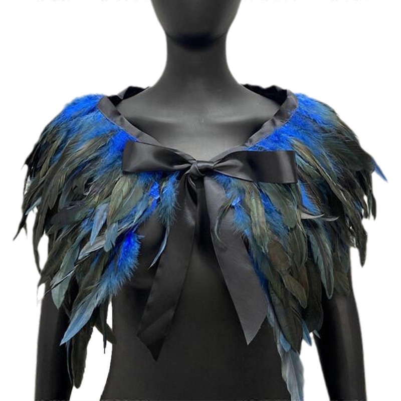 Colorful Real Feather Shawl Wrap Great for Halloween Cosplay Evening Party for Ladies Photography Shrug Adjustable Size  Royal Blue | Fruugo SG