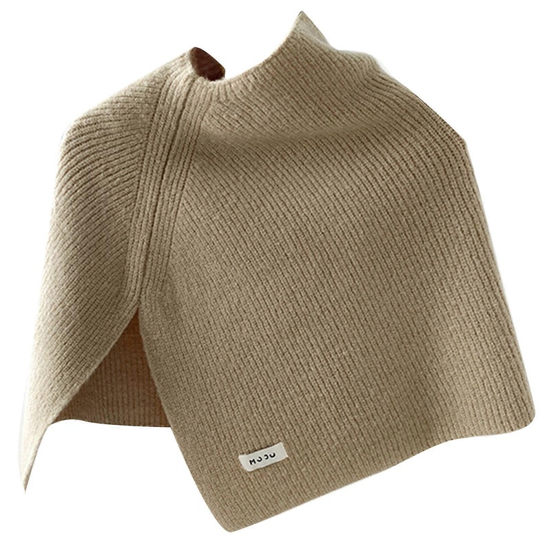Elegant Faux Wool Shawl with Split Designs for Women Turtleneck Asymmetrical Knitted Shoulder Wrap Scarf Capelet Ponchos  rice green | Fruugo SG