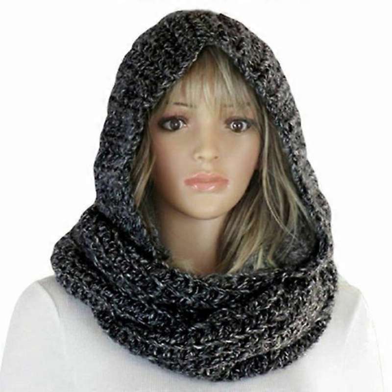 Fashion Hooded Scarf Women Girls Winter Outdoor Thick Warm (D) | Fruugo SG
