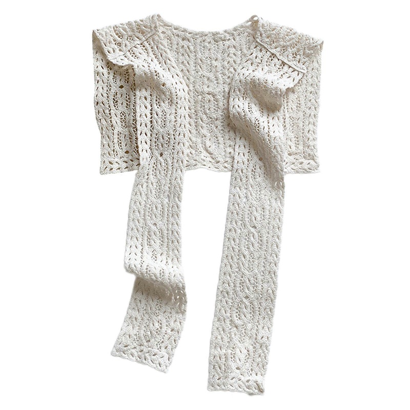 Fashionable Crochet Hollowout Shawl Wrap for Office Women Thin Scarf for Formal Parties Sun Protective Shawl Half Shirt  696 rice white | Fruugo SG