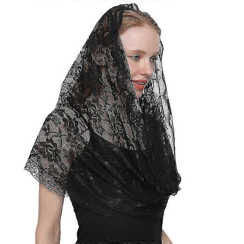 Lace Black And White Solid Color Scarf | Fruugo SG