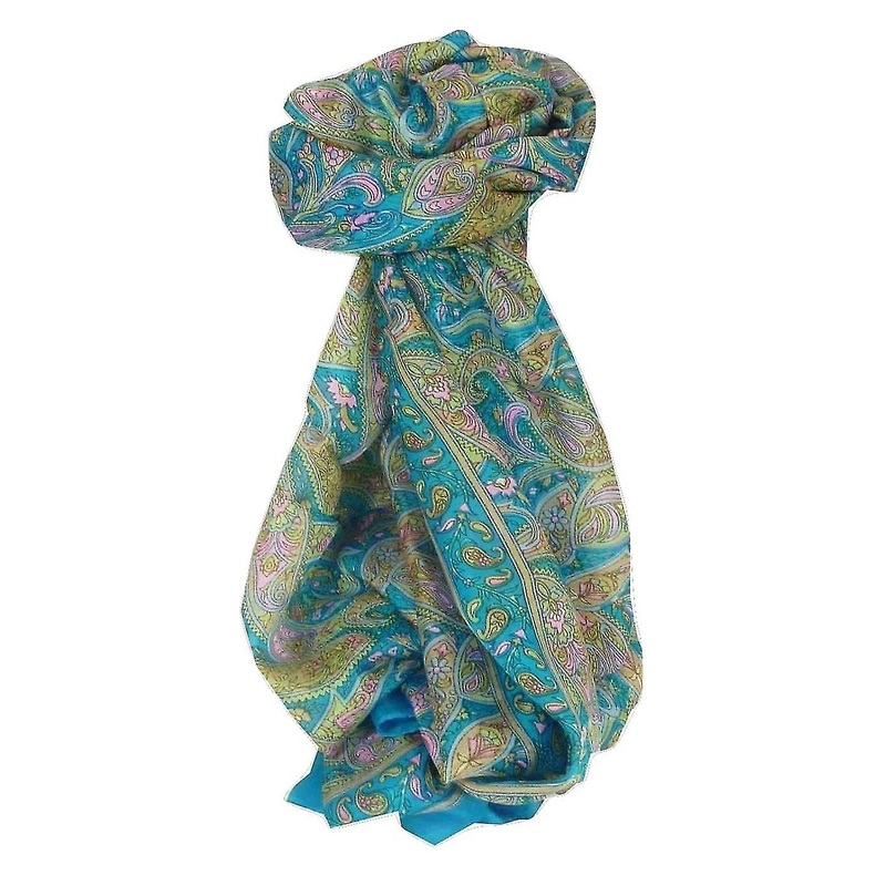 Mulberry Silk Traditional Long Scarf Jald Aquamarine by Pashmina & Silk | Fruugo SG