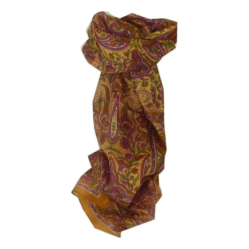 Mulberry Silk Traditional Long Scarf Kera Gold by Pashmina & Silk | Fruugo SG