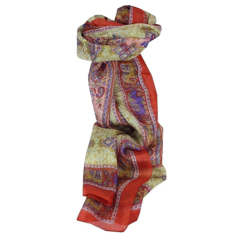 Mulberry Silk Traditional Long Scarf Rei Red by Pashmina & Silk | Fruugo SG