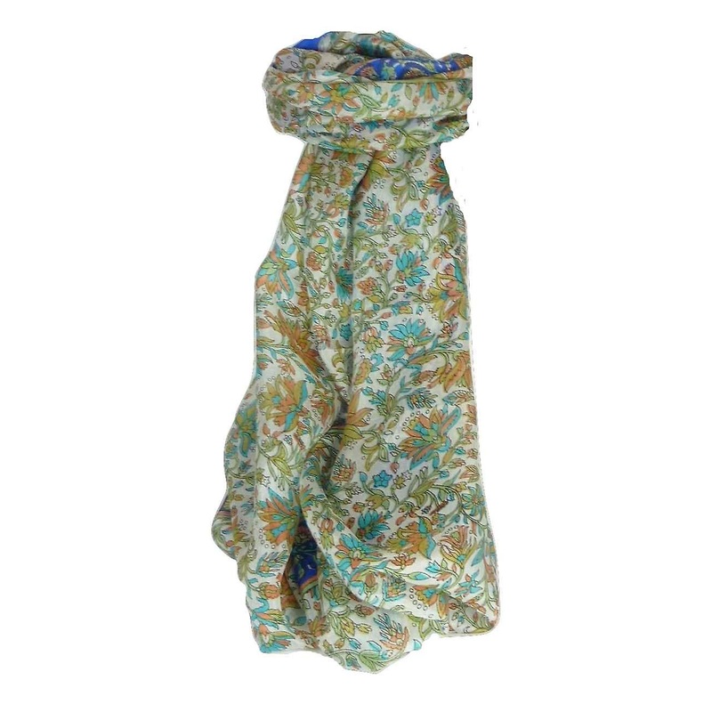 Mulberry Silk Traditional Long Scarf Sarita Blue by Pashmina & Silk | Fruugo SG