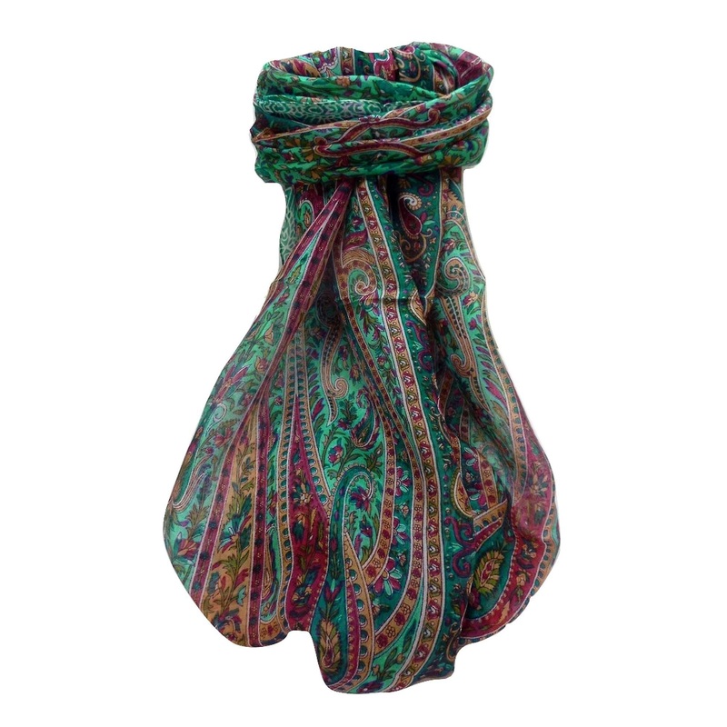 Mulberry Silk Traditional Long Scarf Shreya Teal by Pashmina & Silk | Fruugo SG
