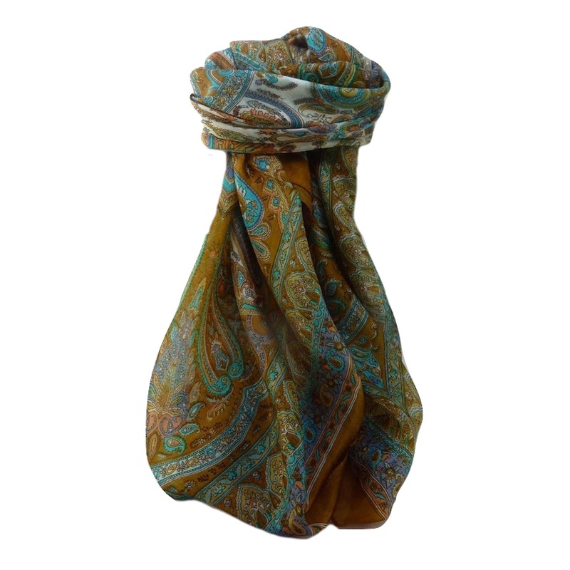 Mulberry Silk Traditional Square Scarf Anil Gold by Pashmina & Silk | Fruugo SG