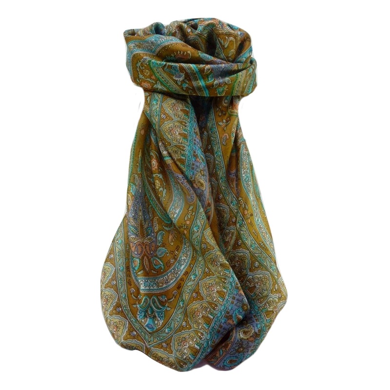 Mulberry Silk Traditional Square Scarf Bina Gold by Pashmina & Silk | Fruugo SG