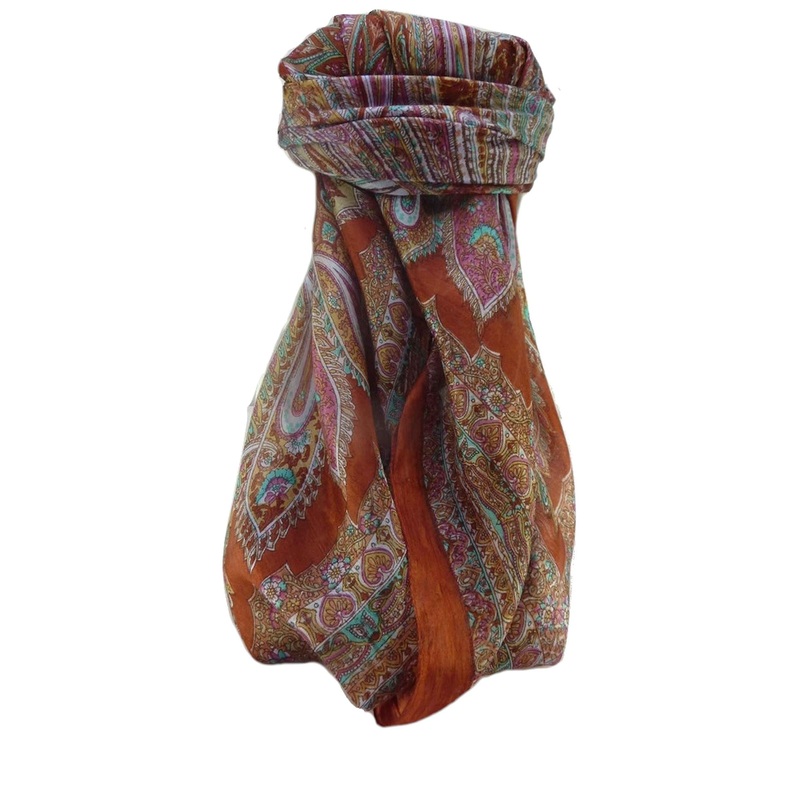 Mulberry Silk Traditional Square Scarf Kajol Copper by Pashmina & Silk | Fruugo SG