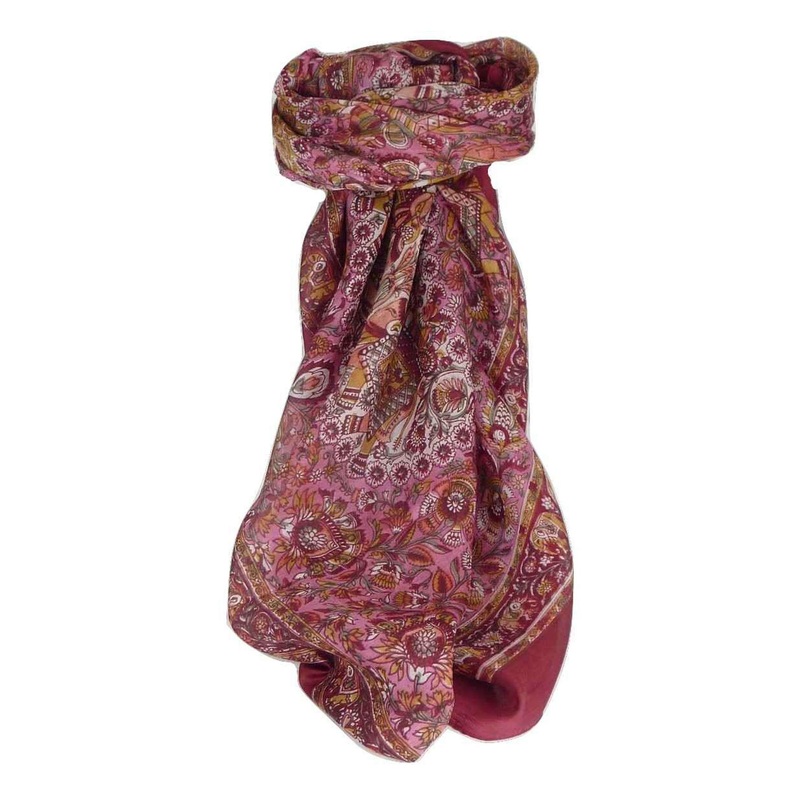 Mulberry Silk Traditional Square Scarf Mani Wine by Pashmina & Silk | Fruugo SG