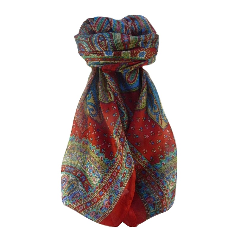 Mulberry Silk Traditional Square Scarf Nanda Scarlet by Pashmina & Silk | Fruugo SG