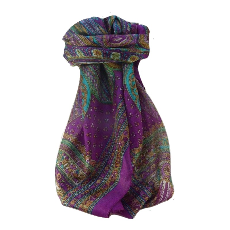 Mulberry Silk Traditional Square Scarf Nanda Violet by Pashmina & Silk | Fruugo SG